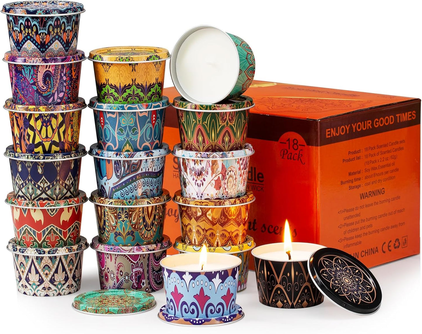 18 Pack Scented Candles Set,Soy Wax Travel Candles Bulk, Long Lasting Aromatherapy Candle Gift Set for Women, Home Fragrance, Mother's Day,Relaxation & Stress Relief