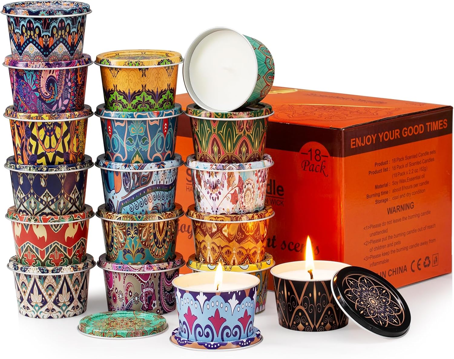 18 Pack Scented Candles Set,Soy Wax Travel Candles Bulk, Long Lasting Aromatherapy Candle Gift Set for Women, Home Fragrance, Mother's Day,Relaxation & Stress Relief