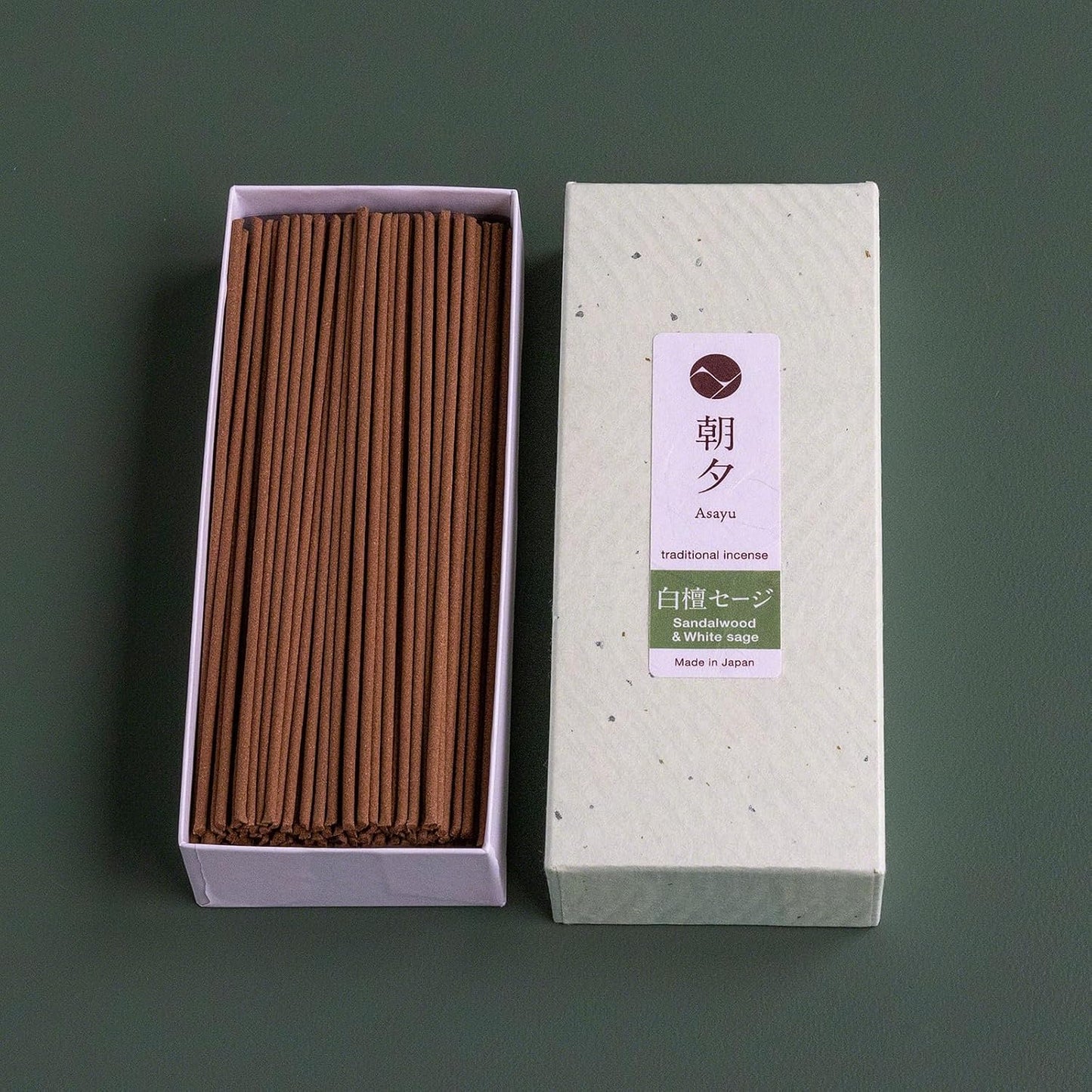 Asayu Japan Traditional Sandalwood & White Sage Incense Sticks, 40gr Smoke Type, 100% Natural Japanese Incense for Morning Relaxation, Yoga, Meditation and Mindfulness