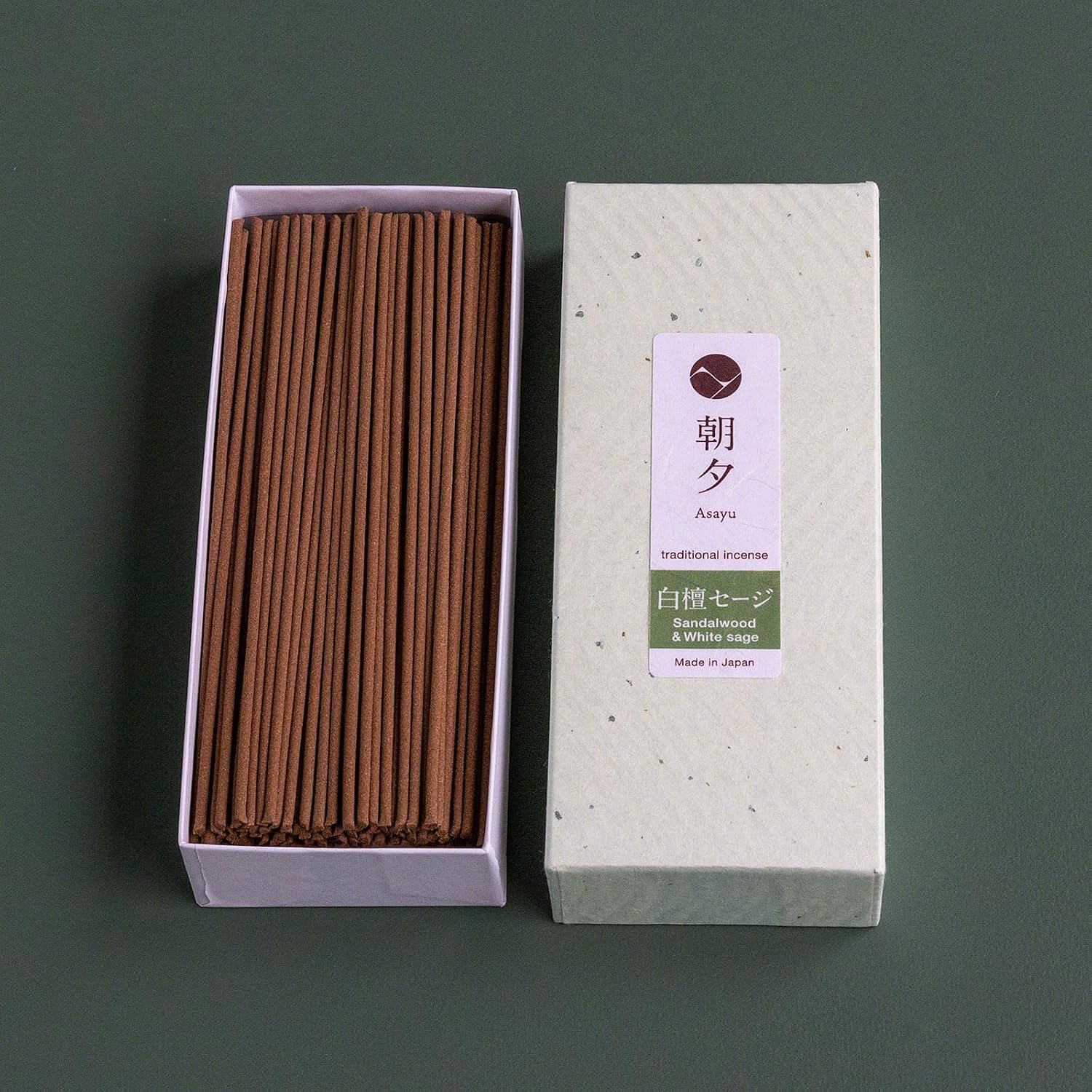 Asayu Japan Traditional Sandalwood & White Sage Incense Sticks, 40gr Smoke Type, 100% Natural Japanese Incense for Morning Relaxation, Yoga, Meditation and Mindfulness