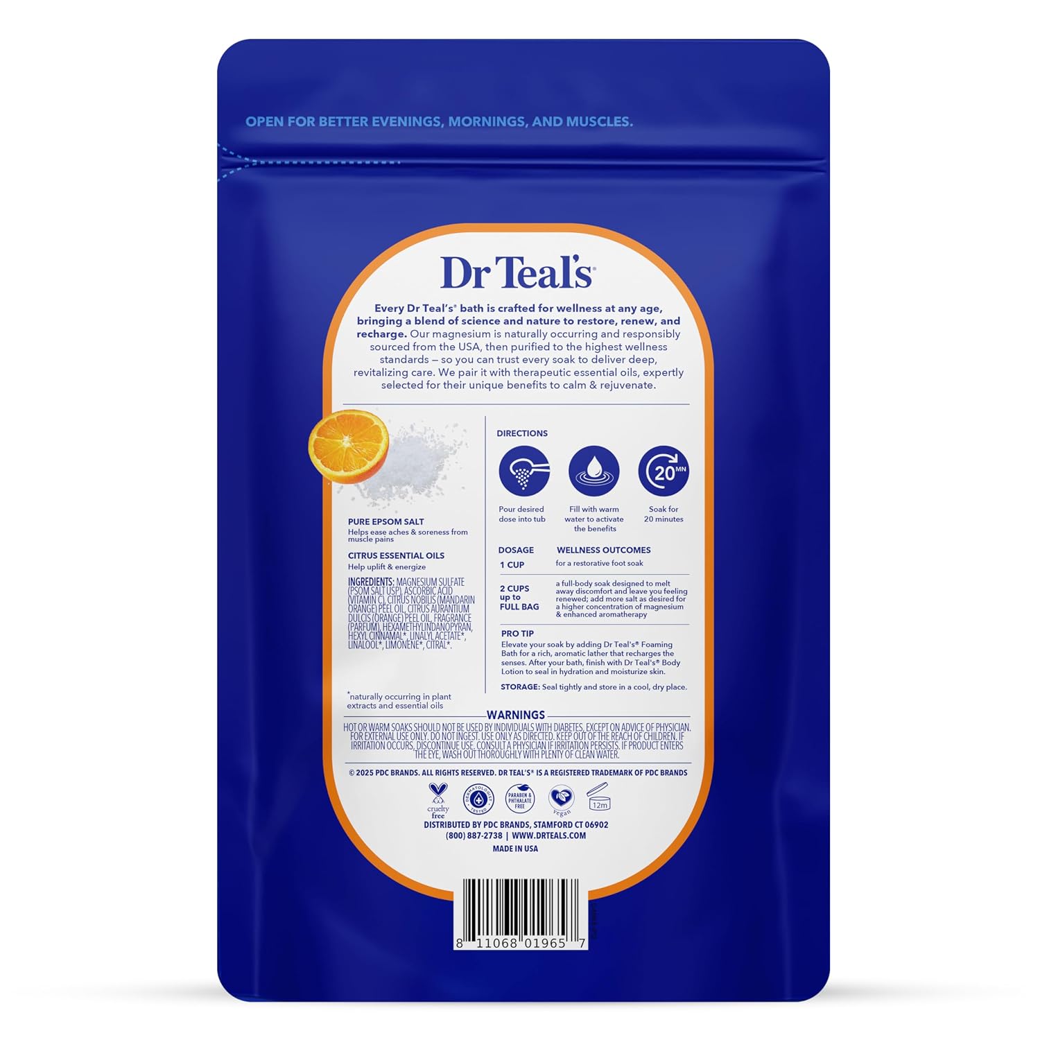 Dr Teal's Epsom Salt Magnesium Soak, Glow & Radiance with Vitamin C & Citrus Essential Oils, 3 lbs (Pack of 4)