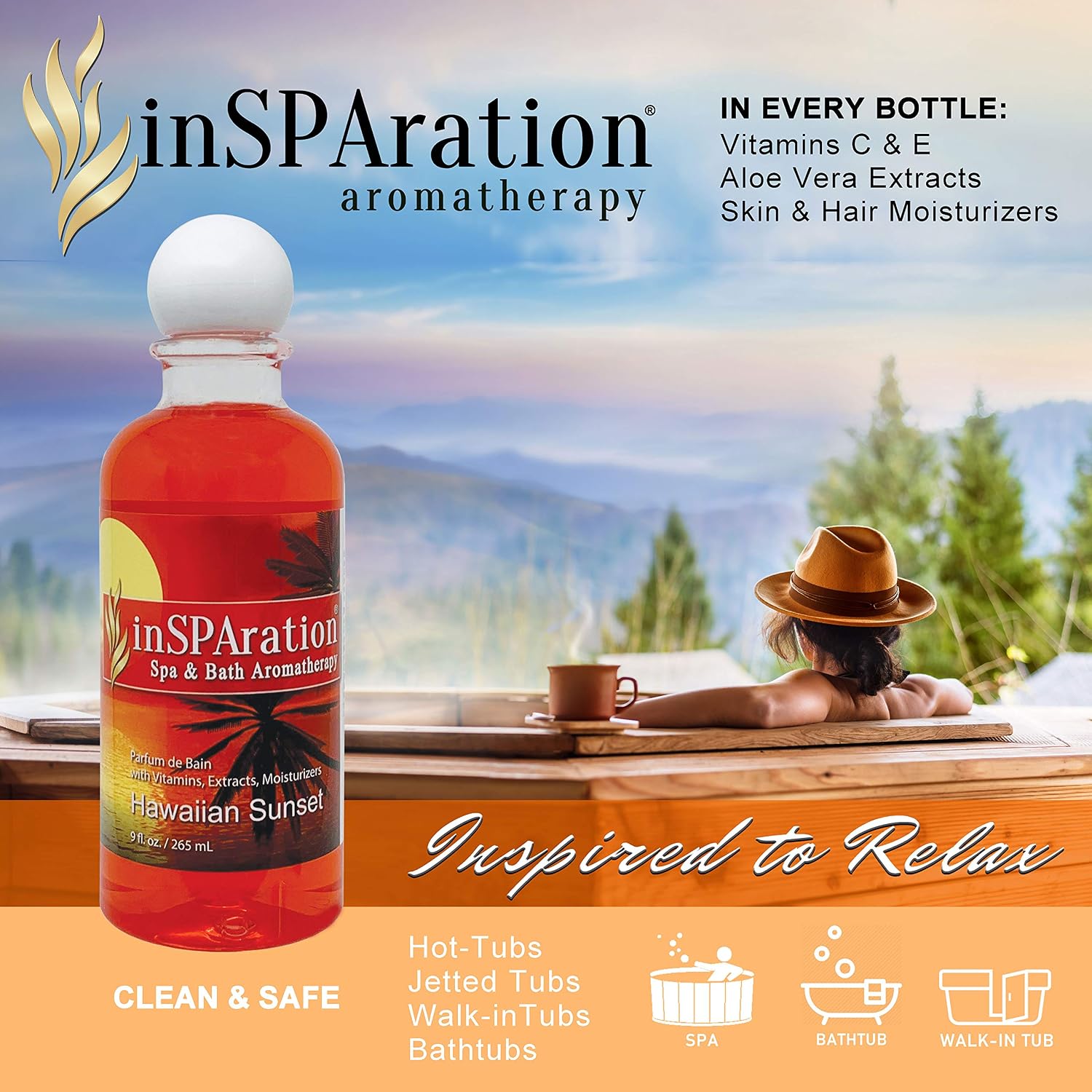 inSPAration 217X Hawaiian Sunset Spa and Bath Fragrance, 9-Ounce, Tropical Sunset