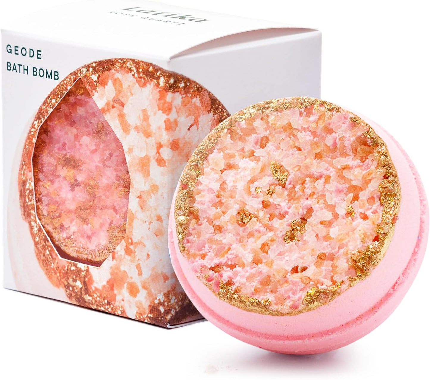 Latika Bath Bomb Rose Quartz Geode Crystal - Essential Oils for Ultimate Relaxation and Skin Nourishment