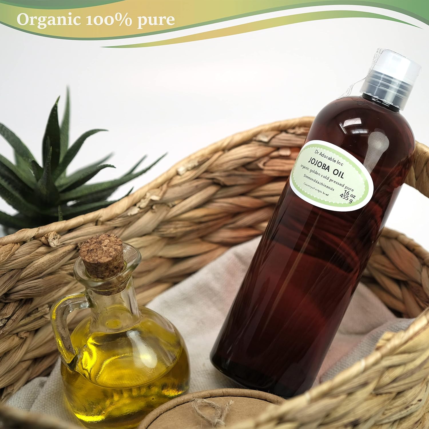 Dr Adorable - 16 oz - Jojoba Oil Golden - 100% Pure Natural Unrefined Organic Cold Pressed
