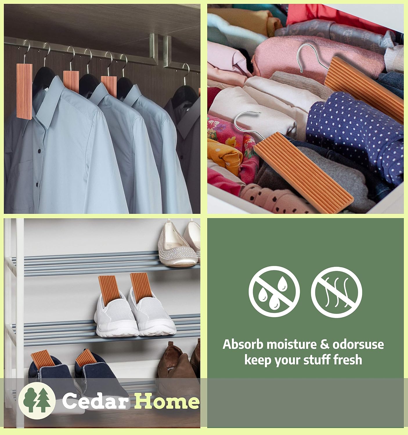 Cedar Hyde Cedar Blocks for Clothes Storage | Cedar Hang Ups & Cedar Balls | Dresser Drawer Freshener Odor Eliminator | 22 Pieces, 12 Cedar Hang Ups & Bonus 10 Cedar Balls | U.S.A Seller
