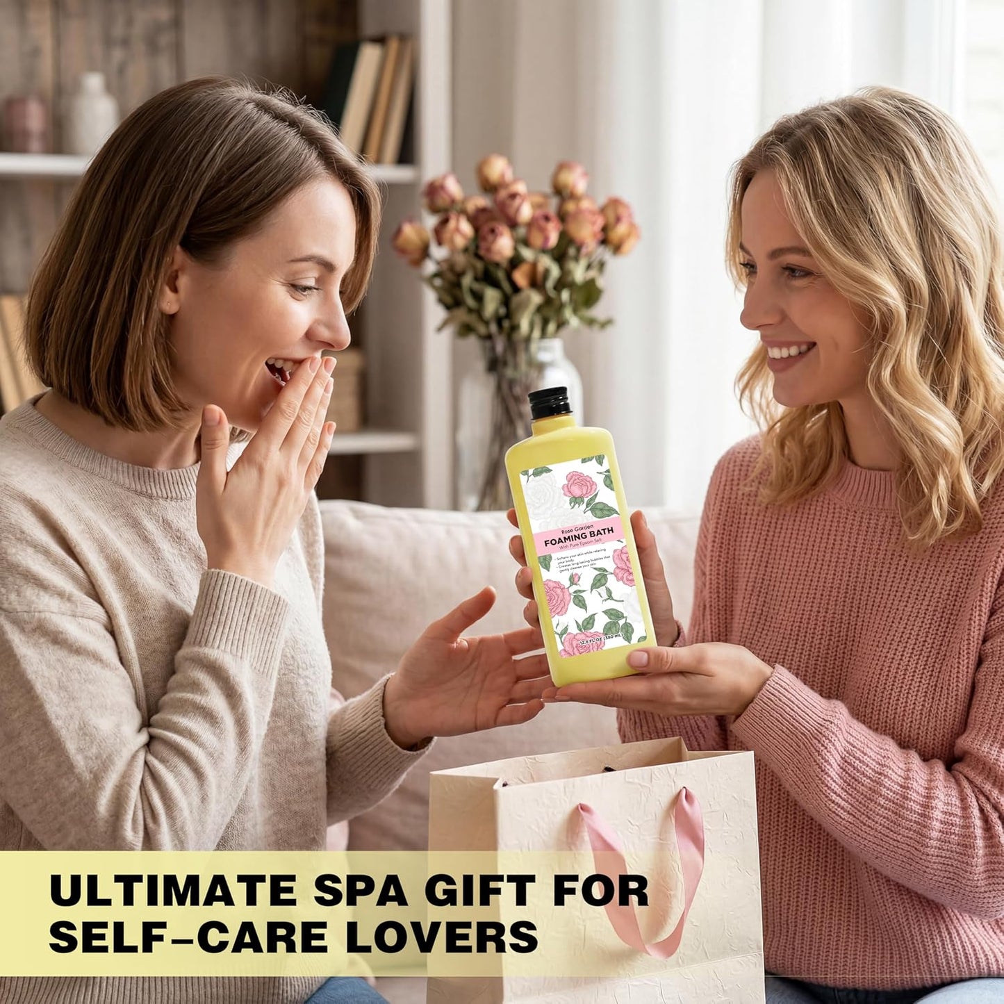 Serenity Sanctuary Bubble Bath for Women, Scented Gift Set for Adults, 51.2 fl oz (Pack of 4), with Shower Gel, Ladies Foaming Bath Variety, Mother's Day Gift for Mom, Christmas Gifts for Wife