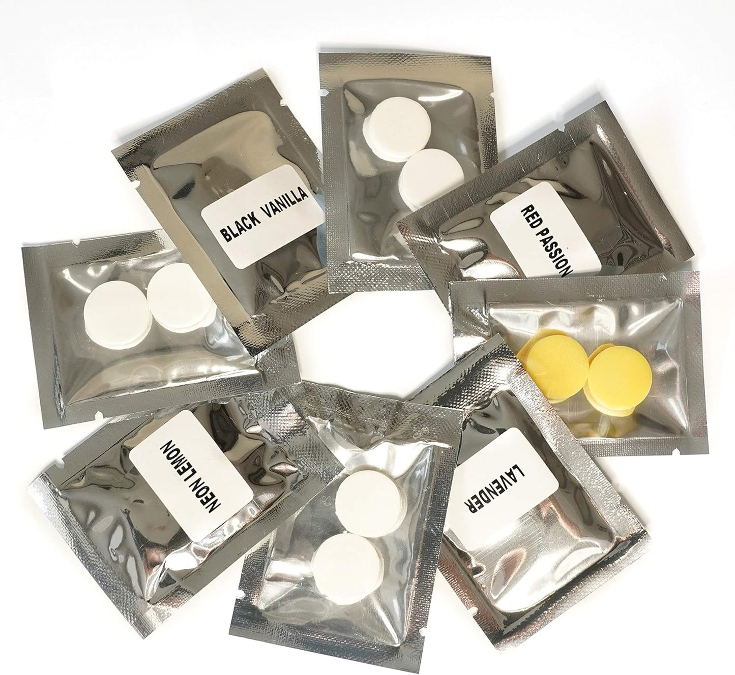 8 Pack Car Air Vent Clip Freshener Refills Solid Fragrance Replacement Pads with 8 Sample scents (2 pcs per pack, 16 count)