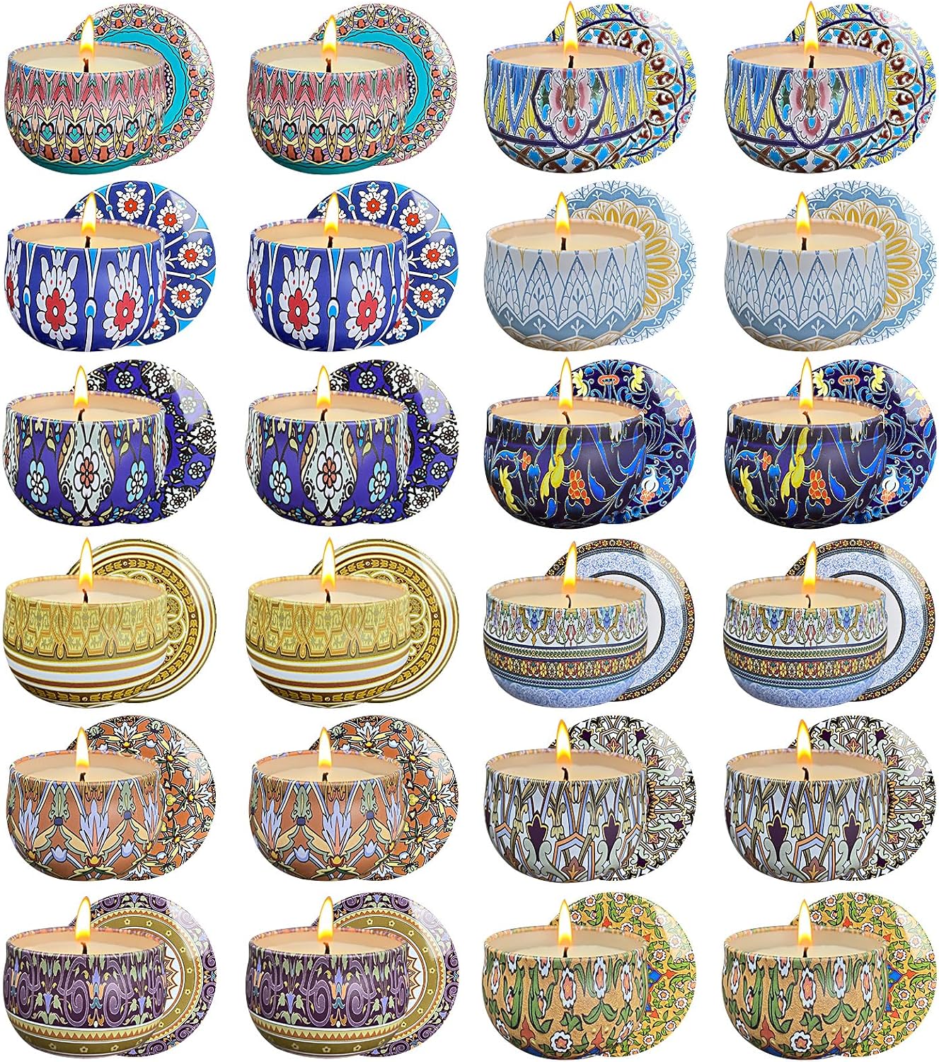 24 Pack Scented Candles Set for Home, Relaxing Stress Relief, Aromatherapy, Russian Patterns - Natural Soy Wax and Fragrance - Gifts for Women, Mom, Best Friend, Wife, Birthday