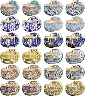 24 Pack Scented Candles Set for Home, Relaxing Stress Relief, Aromatherapy, Russian Patterns - Natural Soy Wax and Fragrance - Gifts for Women, Mom, Best Friend, Wife, Birthday