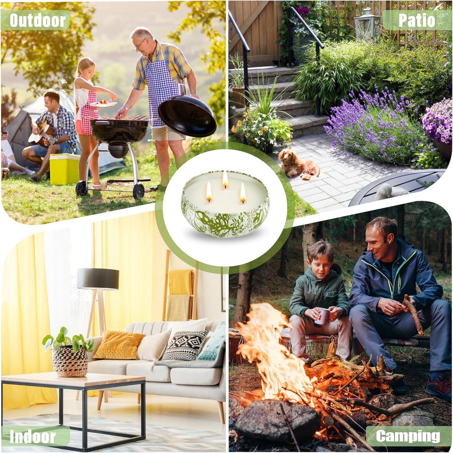 3 x 12oz Citronella Candle Outdoor 3 Wick Soy Wax Citronella Candle Set Jar Candle Up to 240hrs Burning Outdoor Candles Home Garden Yard Balcony Summer Camping