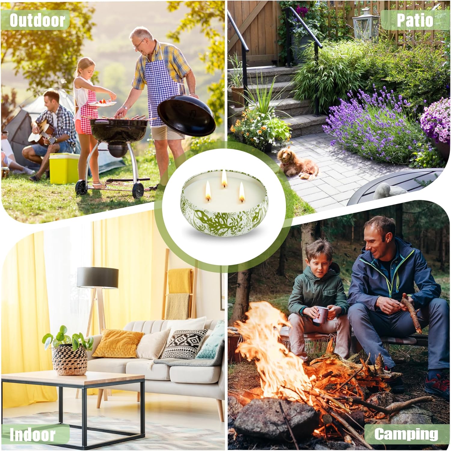 3 x 12oz Citronella Candle Outdoor 3 Wick Soy Wax Citronella Candle Set Jar Candle Up to 240hrs Burning Outdoor Candles Home Garden Yard Balcony Summer Camping