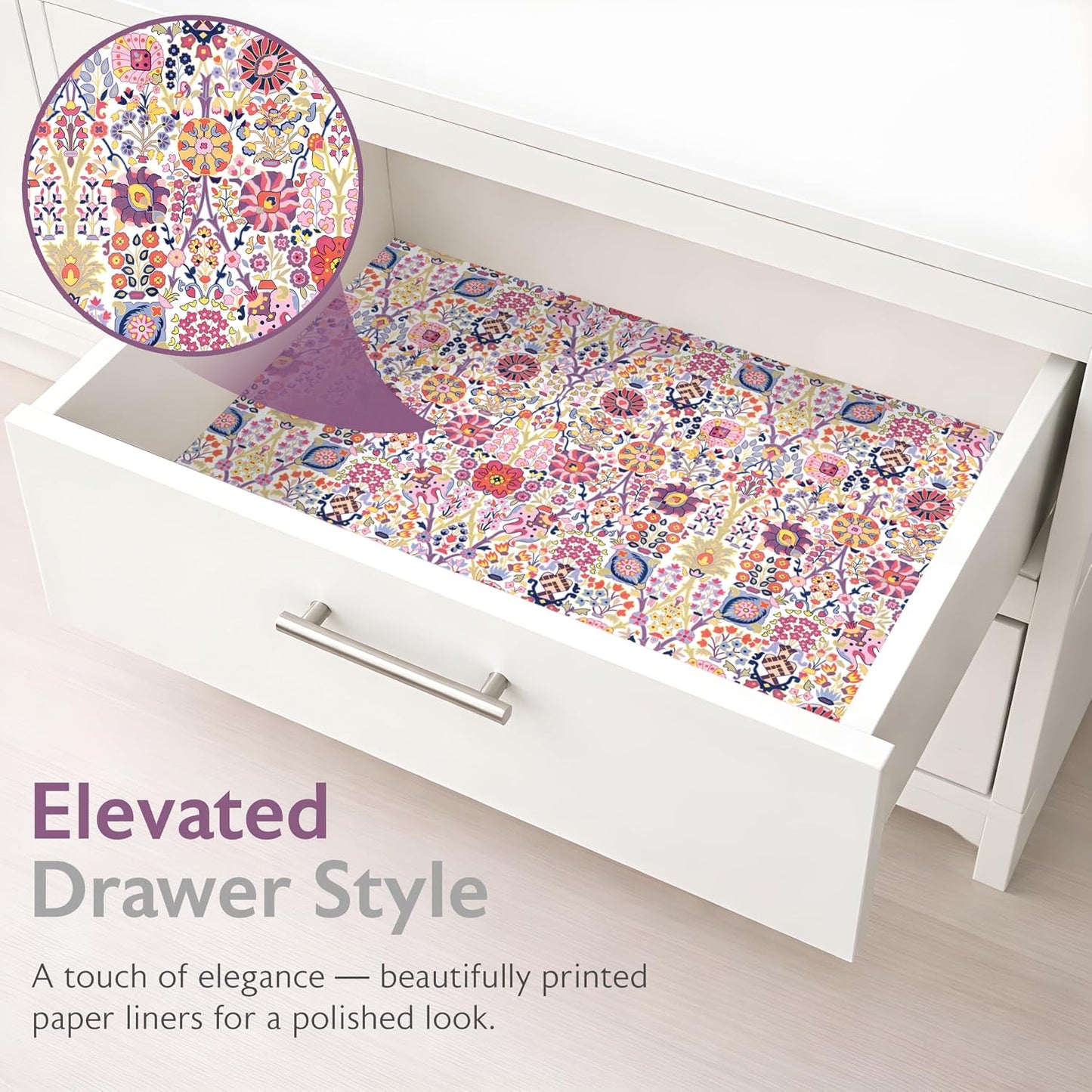 Scented Drawer Liners for Dresser – 6 Large Non Adhesive Dresser Drawer Liner Sheets, 22 x 16 in, Drawer Liners for Kitchen Cabinets & Closet Shelves, Cabinet Liner & Shelf Paper (Summer Florals)