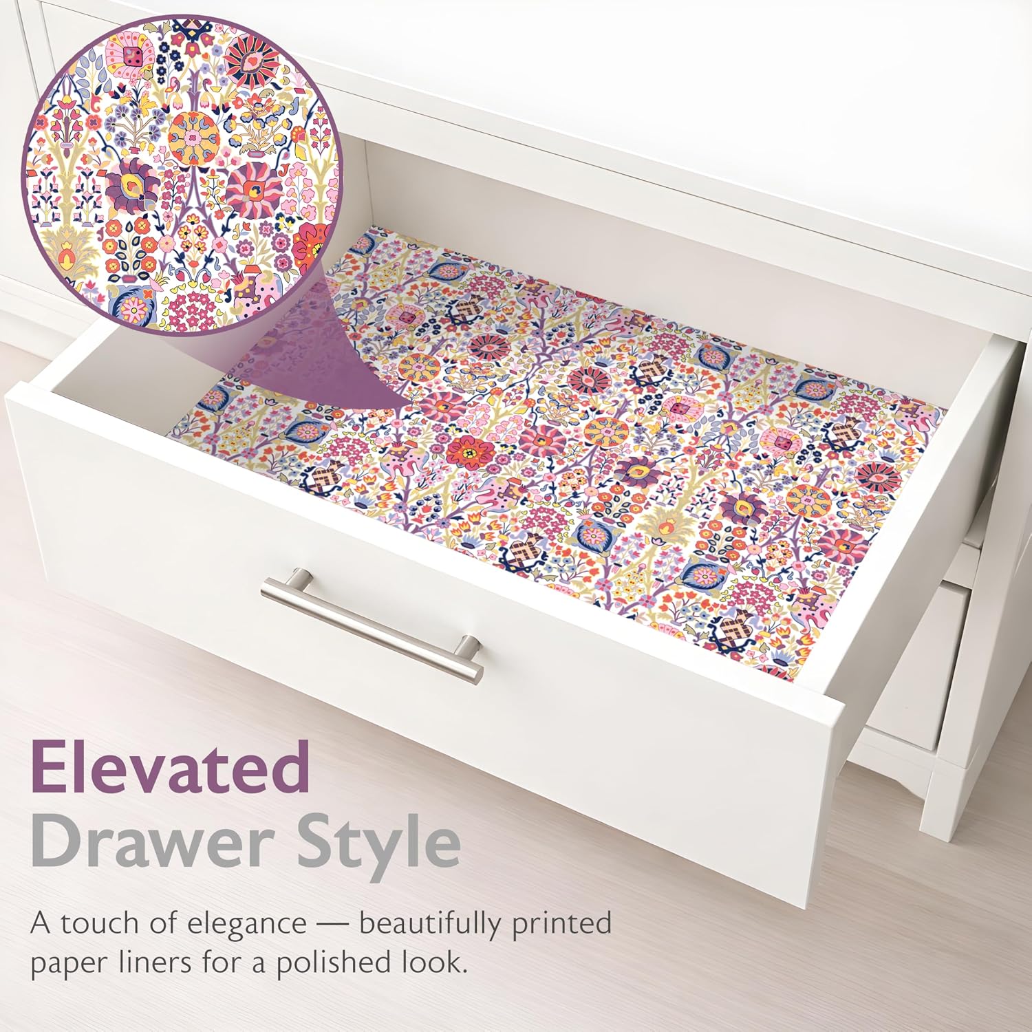 Scented Drawer Liners for Dresser – 6 Large Non Adhesive Dresser Drawer Liner Sheets, 22 x 16 in, Drawer Liners for Kitchen Cabinets & Closet Shelves, Cabinet Liner & Shelf Paper (Summer Florals)