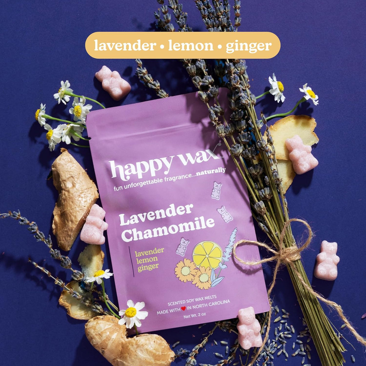 Happy Wax Lavender Lovers Collection: Natural, Non Toxic Scented Soy Wax Melts – Total 6oz Variety Pack: Lavender Cactus, Lavender Chamomile, Calming Lavender