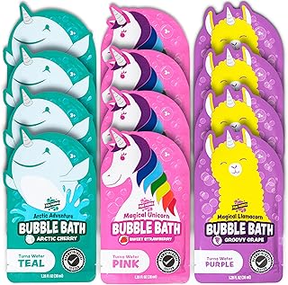 Tub Works® Magical Kids Bubble Bath, Variety 12 Pack | Creates Colorful Water & Tons of Foam Bath Bubbles | Nontoxic | Character-Themed Bubble Bath for Kids | Pink, Purple & Teal Bath Colors