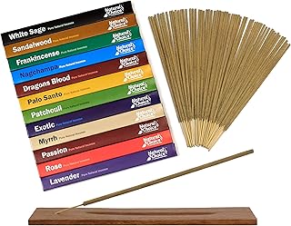 Gift Pack with a Wooden Burner (12 Fragrances) Dragons Blood, White Sage, Palo Santo, Sandalwood, Frankincense, Lavender, Nagchampa, Patchoul, Rose, Passion & Exotic
