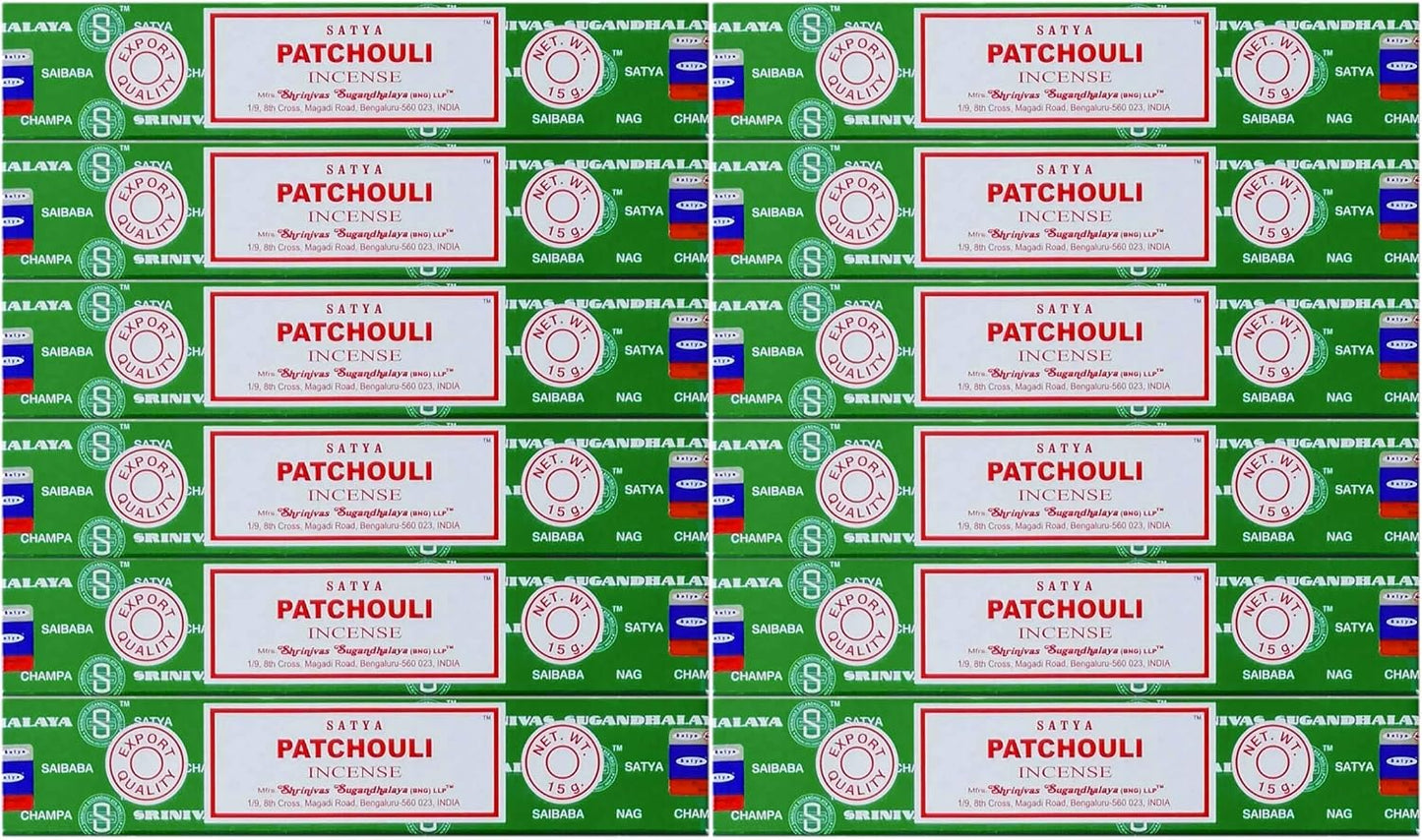 Satya Nag Champa Patchouli Incense Sticks, 12 Count