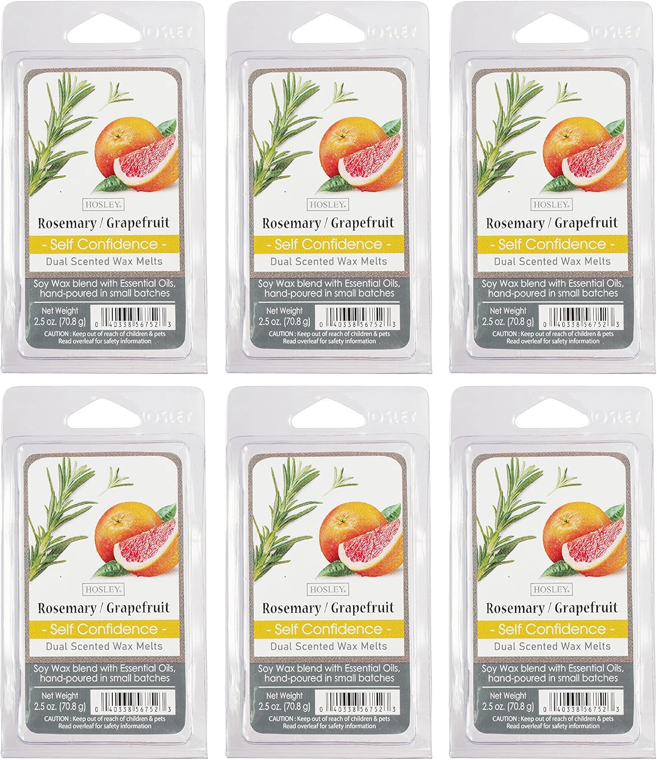 Hosley Set of 6 Rosemary Grapefruit Scented Wax Cubes/Melts - 2.5 oz Each. Hand Poured Wax Infused with Essential Oils. Bulk Buy. Ideal for Weddings, Spa, Reiki, Meditation Settings