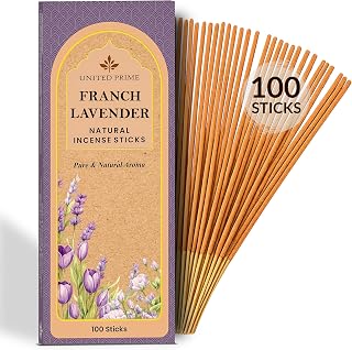 Pure Lavender Incense Sticks, 100 Sticks, No Charcoal Clean Burning, Organic Non Toxic Insence,100% Natural sustainably harvested, Spiritual Healing Calming Aroma for Positive Vibes