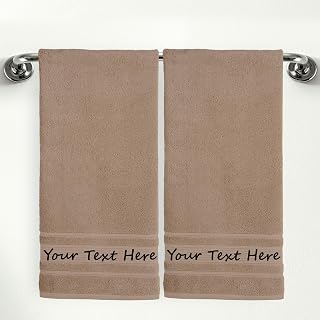Personalized Custom 2-Piece Bath Towels Set – 100% Cotton, Soft & Absorbent – Embroidered Name or Monogram – Hotel Towels for Bathroom, Spa, Hotel, Wedding & Gift – Brown