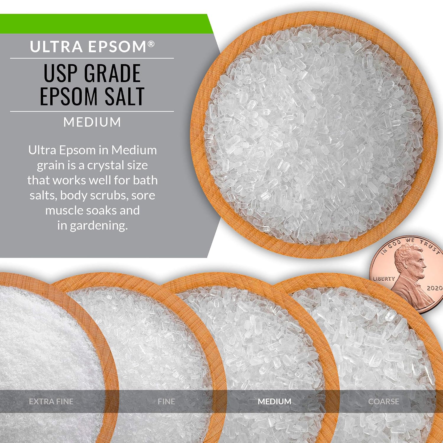 SaltWorks Ultra Epsom Premium Bath Salt, Medium Grain, 2 Pound Bag