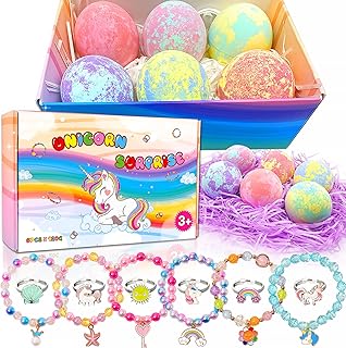Unicorn Bath Bombs for Kids with Surprise Inside 3 4 5 6 7 8+ Year Old Girl Birthday Gifts for Kids Girls, Kids Bath Bombs with Toys Inside Birthday Gifts Unicorn Gifts for Kids Girls