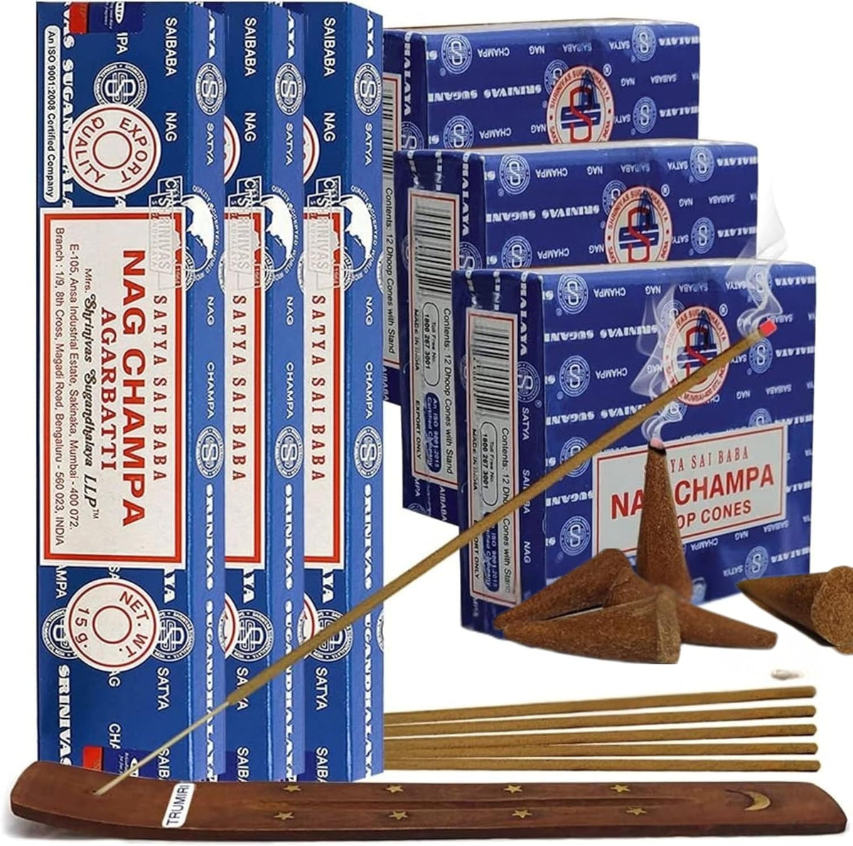 Nag Champa Incense Sticks and Nagchampa Incense Cone Variety Pack Bundle Insence-Sticks Insence Insense Insiensos