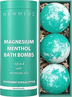 Magnesium Menthol Fizzing Bath Bomb Eucalyptus Peppermint Epsom Salt Refreshing Bubble Spa with Essential Oil Infused Post Workout Sore Muscles Recovery Gift