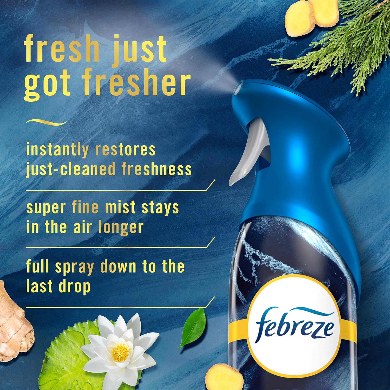Febreze New & Improved Air Mist Ocean Air Freshener, Home and Kitchen Essentials, Odor Fighting Room Spray, 8.1 oz bottle