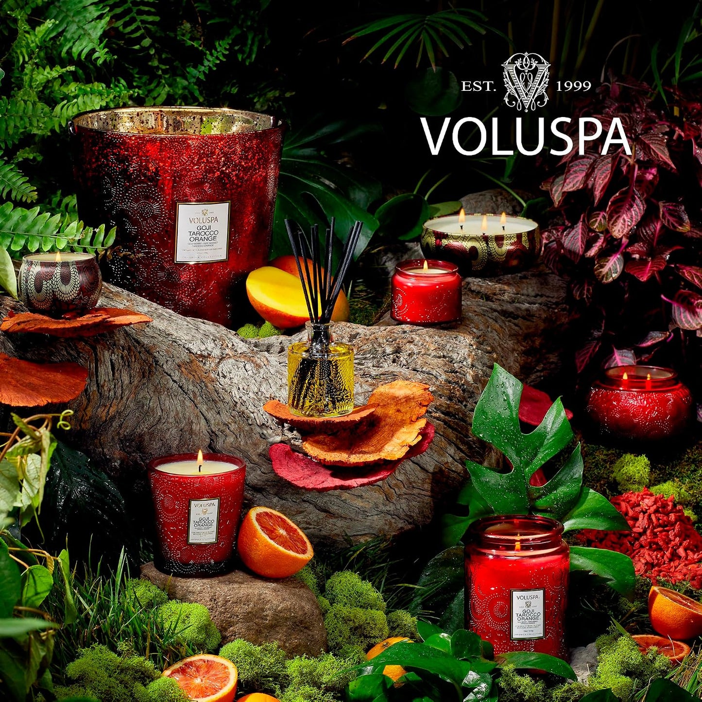 Voluspa Goji Tarocco Orange, Mini Tin Candle, 4 oz, 25 Hour Burn Time, Coconut Wax for Clean Burning, Handcrafted in the USA