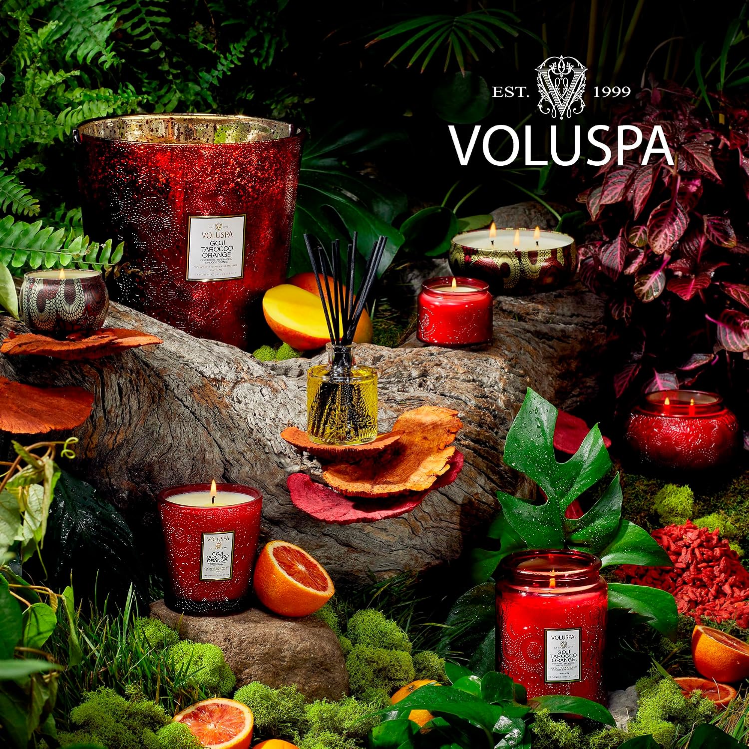 Voluspa Goji Tarocco Orange, Mini Tin Candle, 4 oz, 25 Hour Burn Time, Coconut Wax for Clean Burning, Handcrafted in the USA