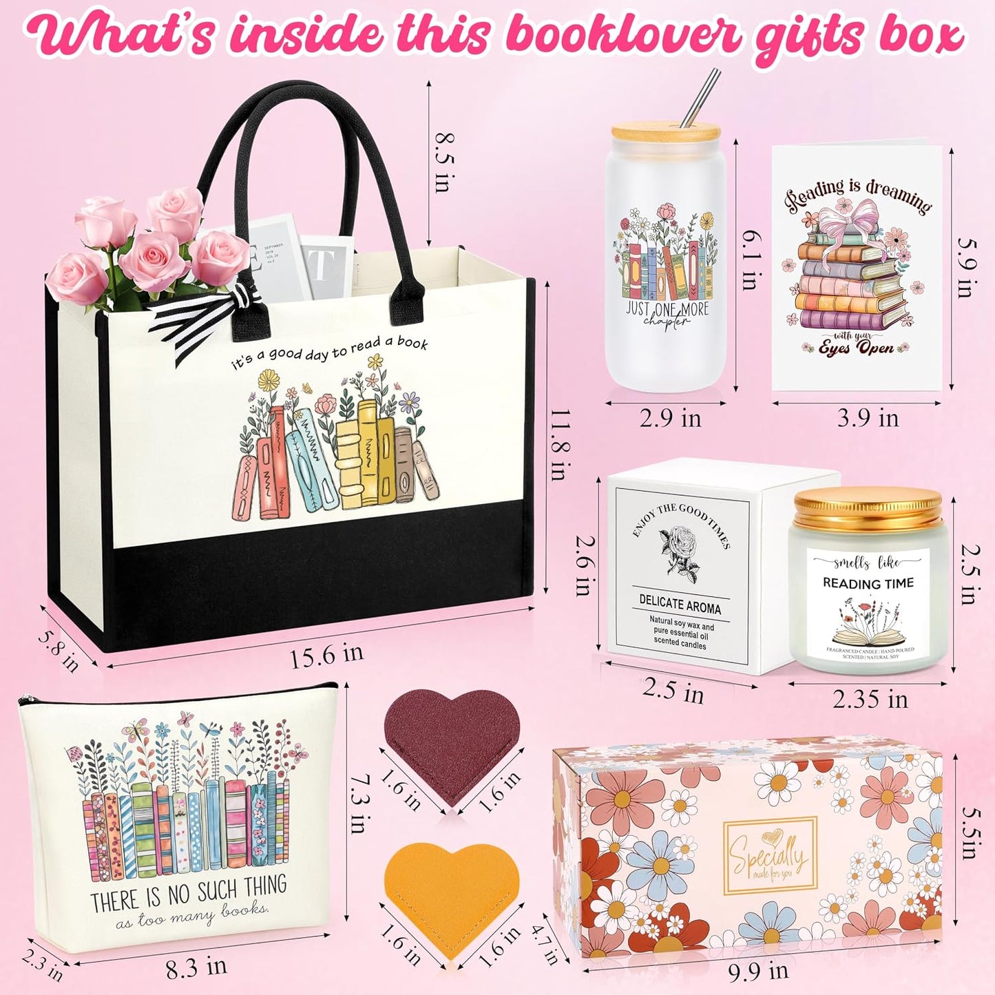 JoycuFF Book Lovers Gifts, Gifts for Book Lovers Women, Bookish Gift Accessories for Readers, Gift for Librarian Bookworms Reading Club Birthday Christmas