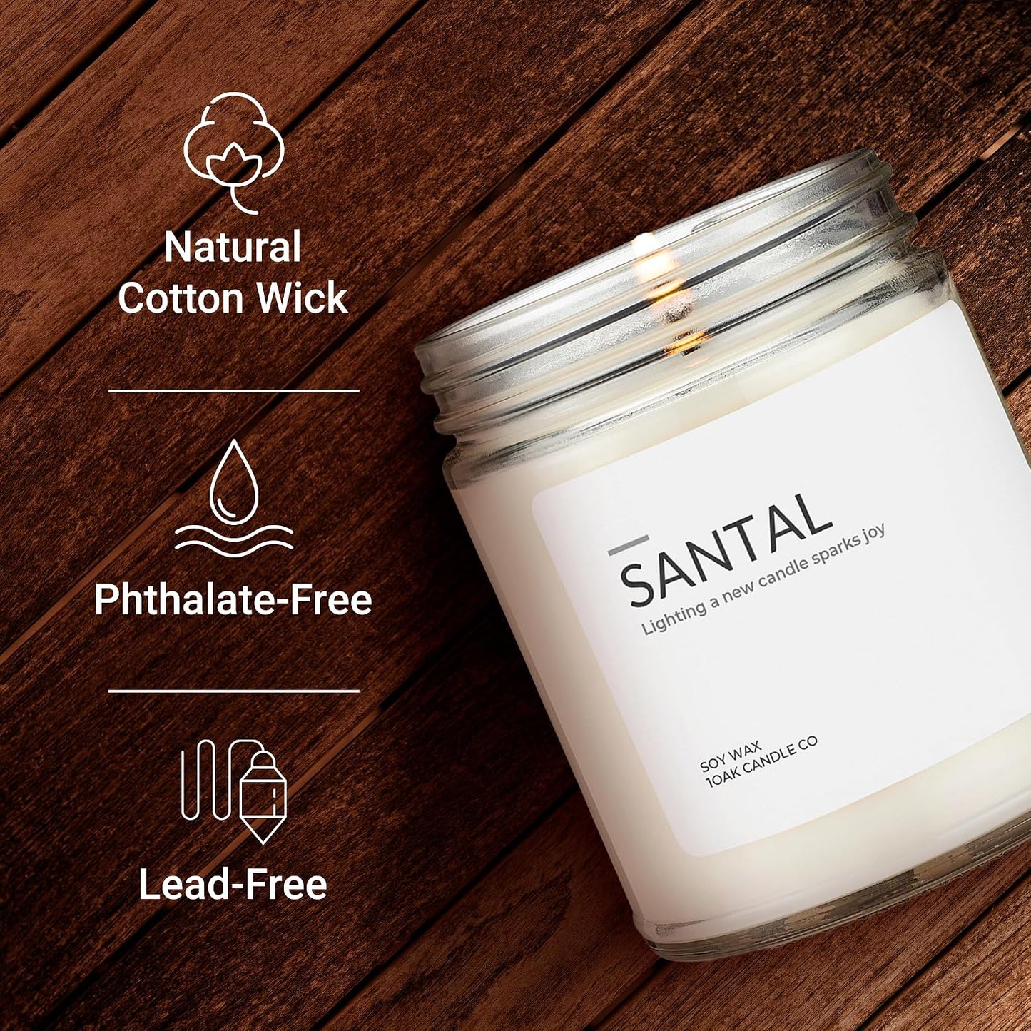 1OAK Santal Candle (Santal) - Soy Wax Scented Candle - Candles for Home Scented - Long Burning Candles Premium - Hand-Poured (7oz.)