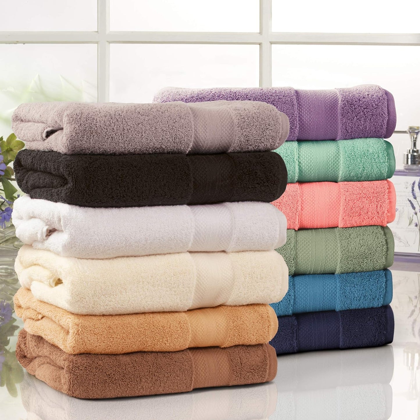 Superior Turkish Cotton 9-Piece Towel Set, 3 Bath, 3 Hand, 3 Face Towels for Home, Bathroom Essentials, Hotel, Resort, Spa, Shower, Adult, Kids, Airbnb, Plush, Soft, Apartment, Grey