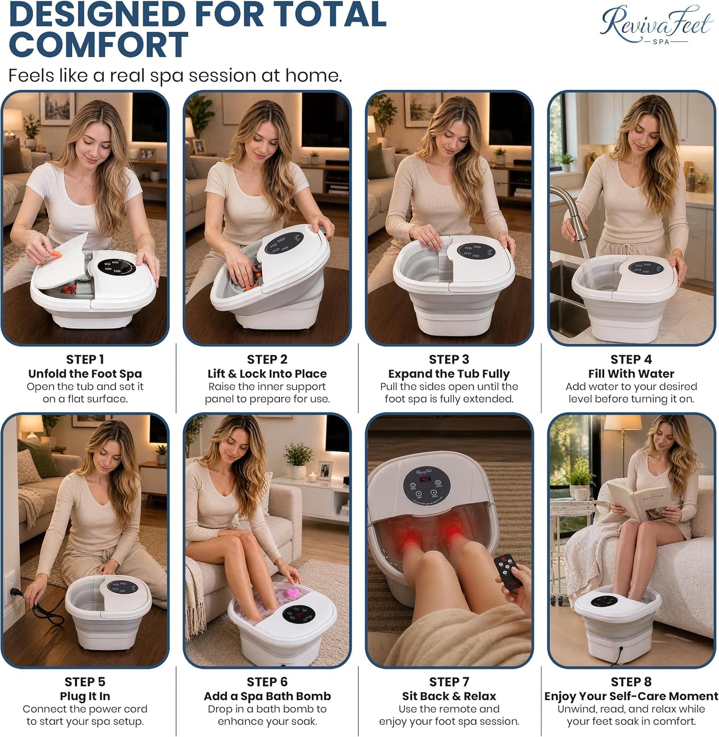 Collapsible Foot Spa Electric Rotary Massage, Heated Foot Bath with Bubbles and Temperature Control. Foot Bath Soak Tub with Remote, 16 Motorized Shiatsu Massage Balls & 16 Salt Bombs