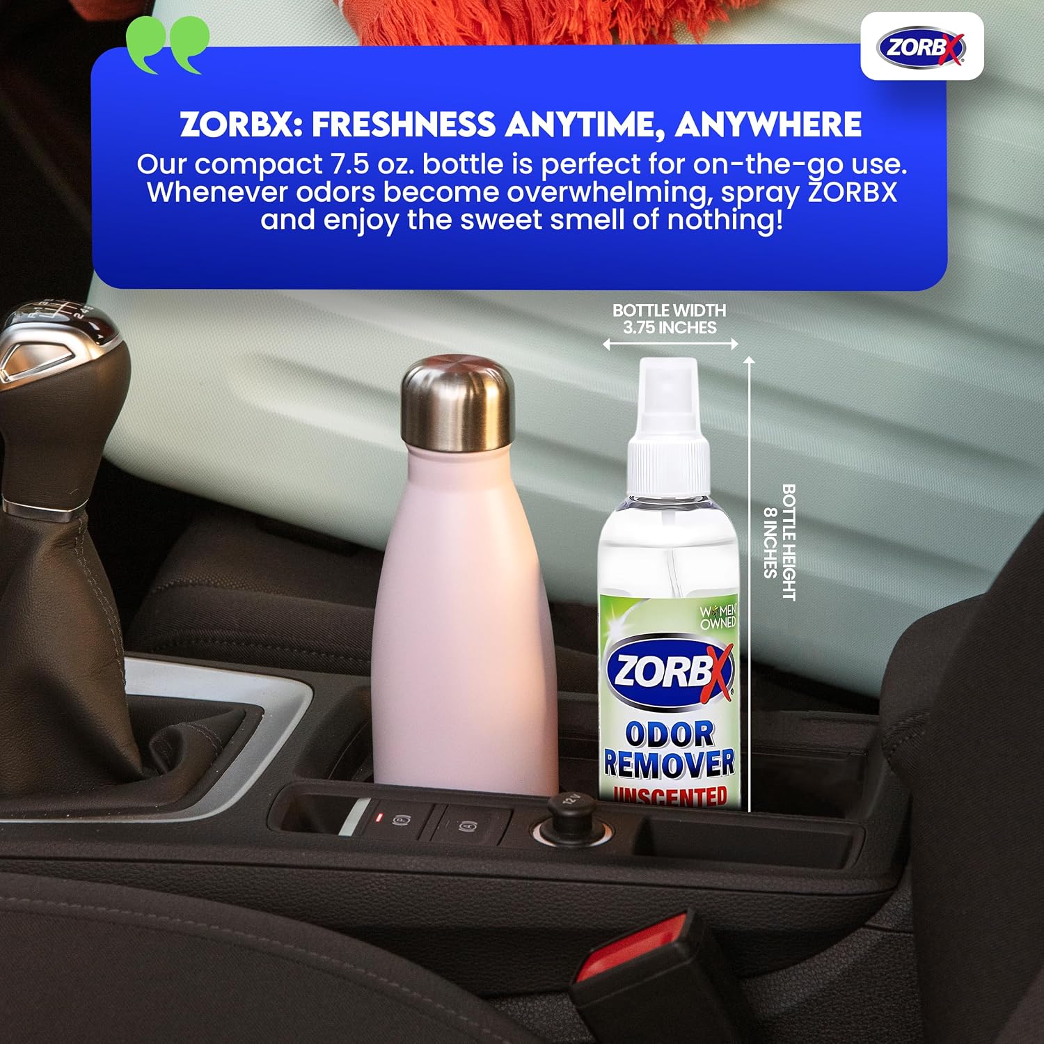 ZORBX Unscented Odor Eliminator Spray 7.5 Oz (2-Pack) – Hospital-Grade Permanent Odor Remover for Pet & Human Urine, Smoke & Strong Household Odors – Carpet, Upholstery, Mattress, Bathroom, Car & More