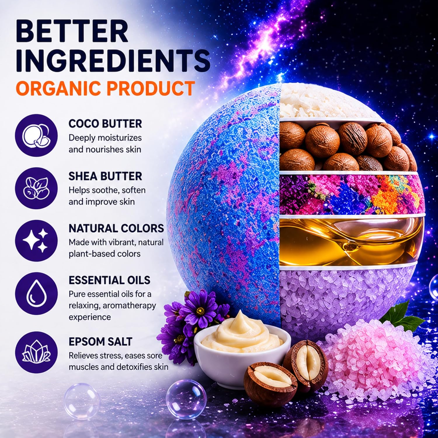EvolutionUSA 6 Purple Epic Superhero Bath Bombs for Kids – Childrens Super Hero Bath Bombs Toy, Organic Bathbomb with Surprise, Superhero Bath Fizzers, Fun Bathbombs Birthday, Christmas, Easter