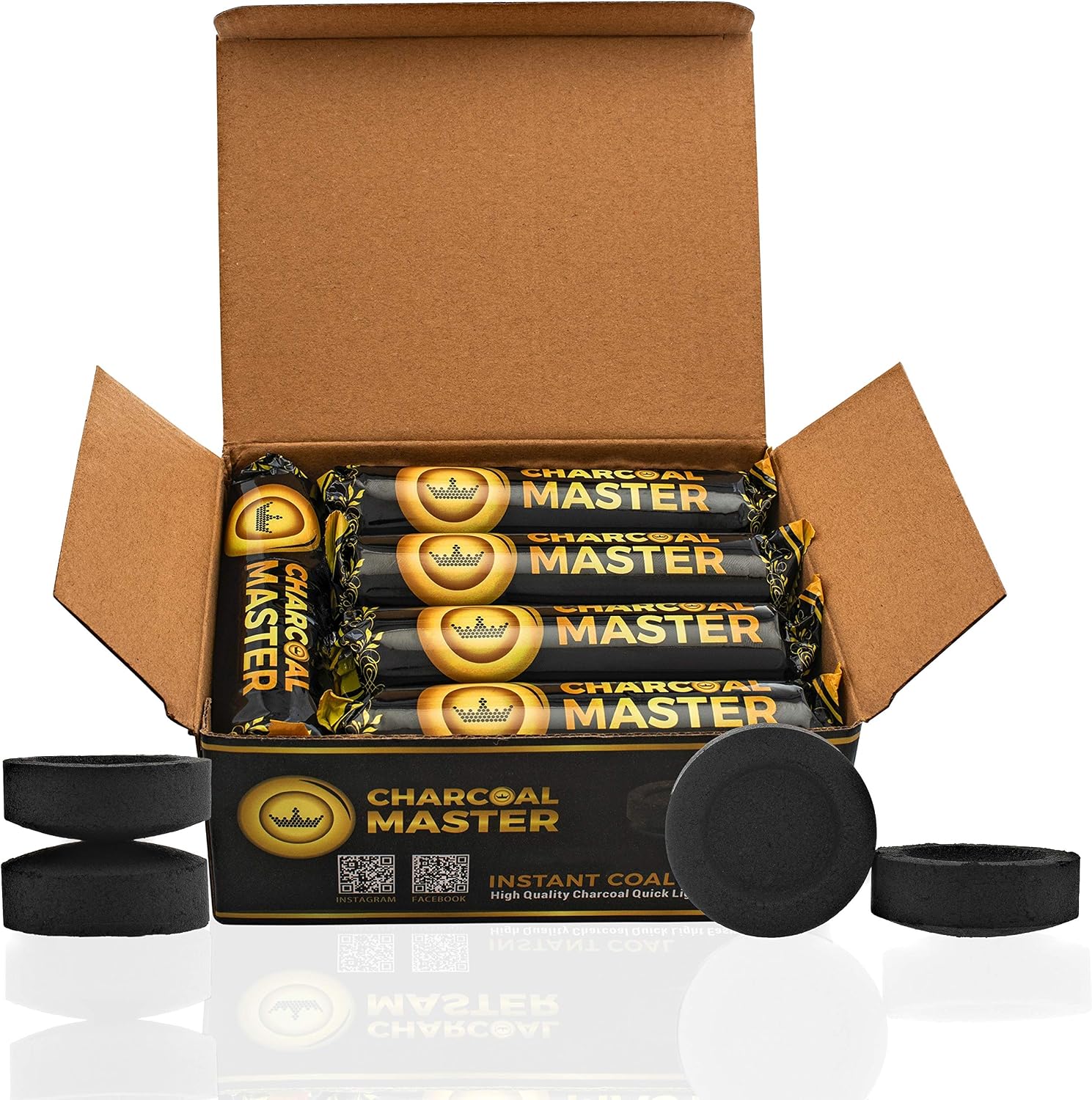 Coal Instant Light - Incense Charcoal Disks - Set of 100 Tablets - 40 mm Quick Light Briquettes - Natural, Slow Burn and Low Smoke (100)