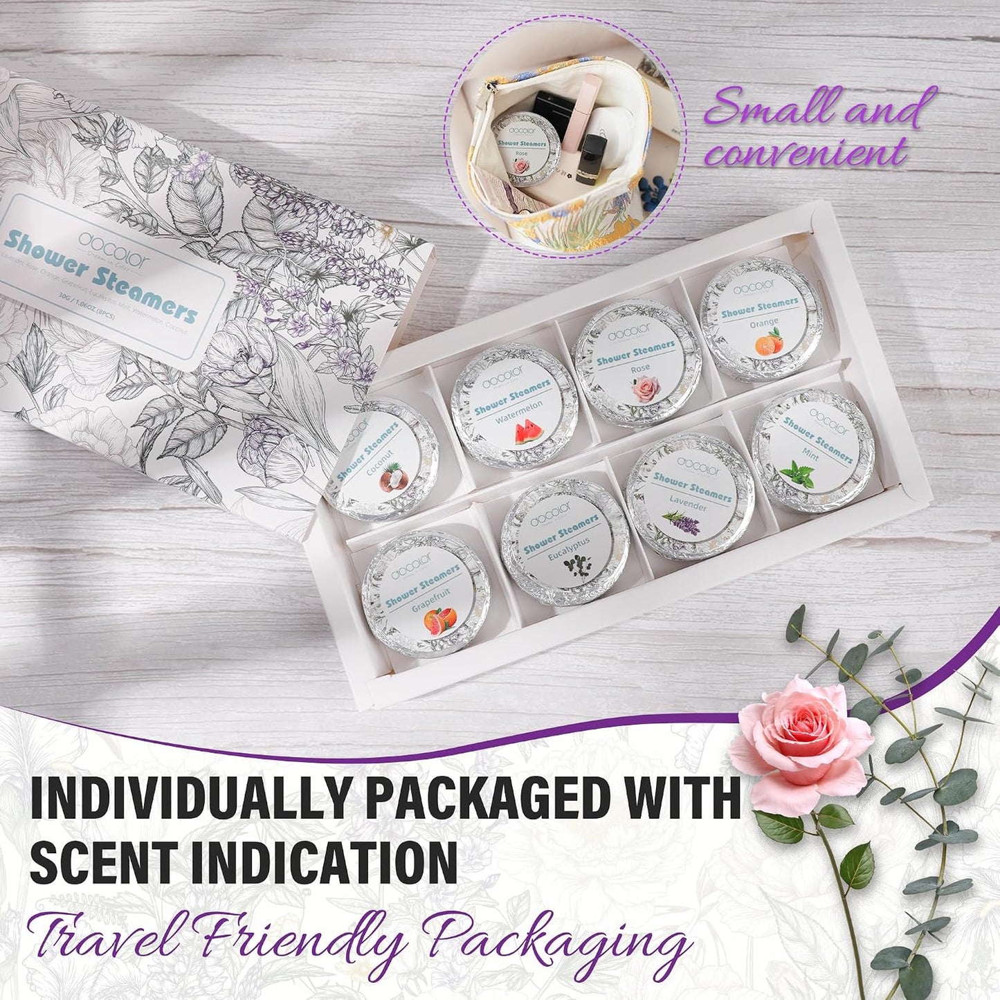 docolor 12-Pack Lavender Essential Oil Shower Steamers, Essential Oil Shower Bombs Gifts for Women, Stress Relief Relaxation Home Spa, Birthday Christmas Self Care Travel Essentials