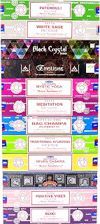 Satya Incense Sticks Patchouli White Sage Black Crystal Emotions Mystic Yoga Nag Champa Traditional Ayurveda Seven Chakra Superhit Positive Vibes Reiki (Series 2)
