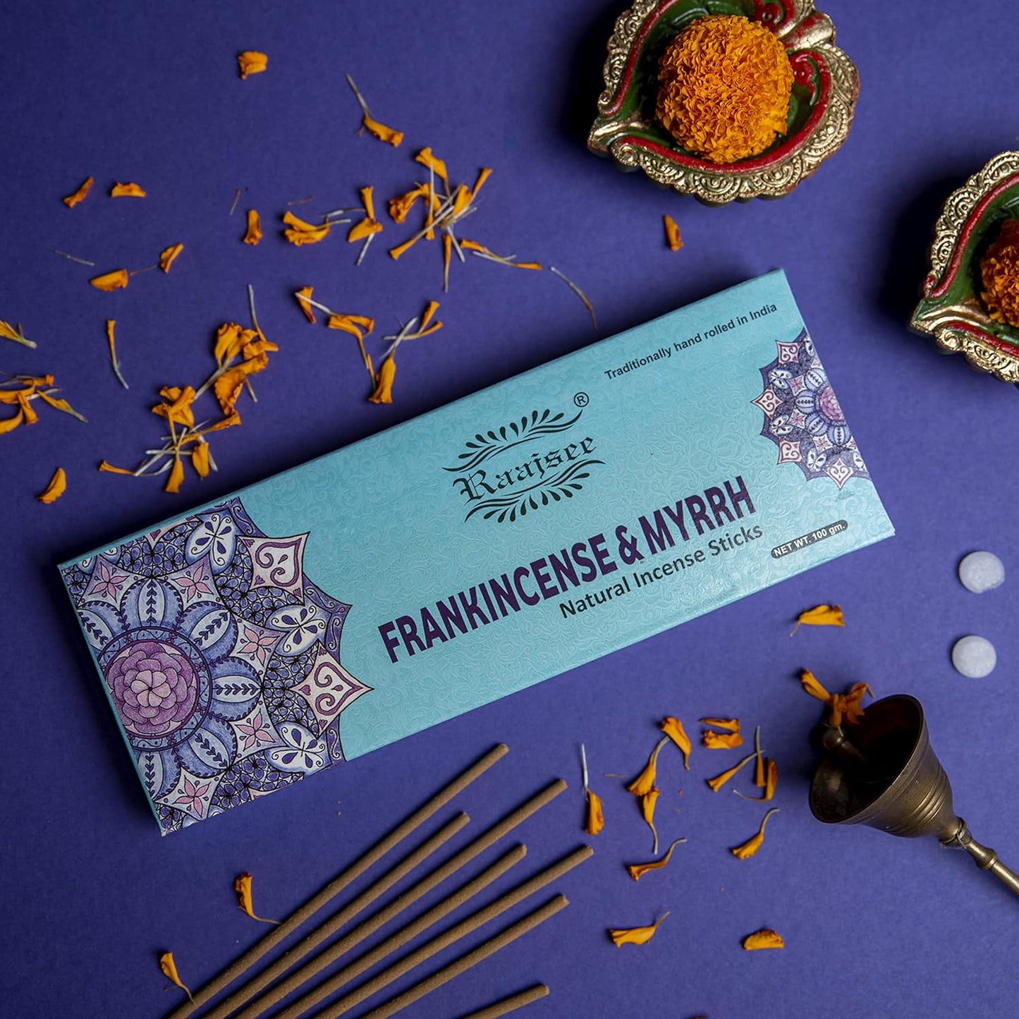 Pure Frankincense & Myrrh Incense Sticks, 100%-Natural Charcoal Free Organic Non Toxic Clean Burning Handmade Insence Sticks 100 gm Pack, Meditation Gifts – Spritual Cleansing