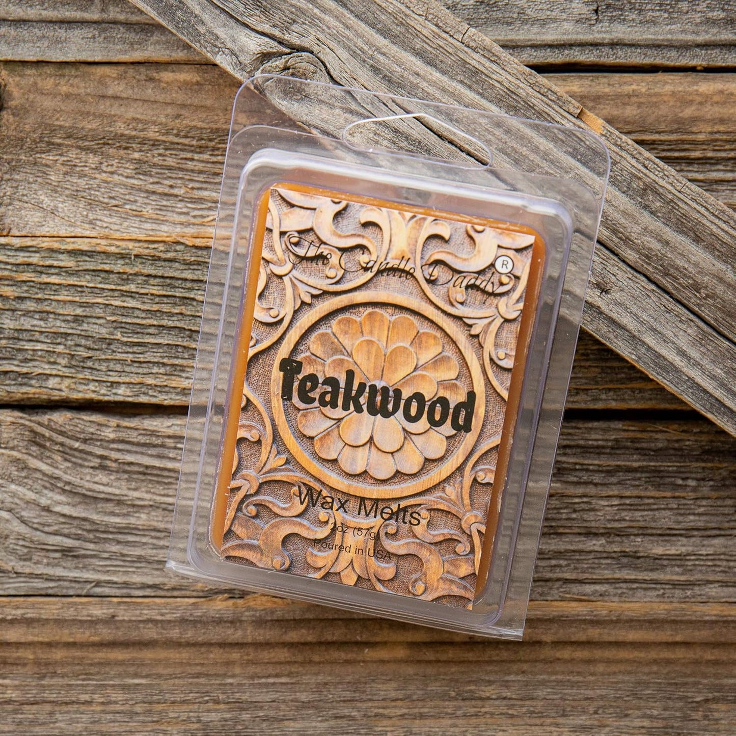 Teakwood - Rustic, Earthy, Sweet Scented Melt- Maximum Scent Wax Cubes/Melts- 1 Pack -2 Ounces- 6 Cubes Gift for Women, Men, BFF, Friend, Wife, Mom, Birthday, Sister, Daughter, Long Lasting Wax Tart