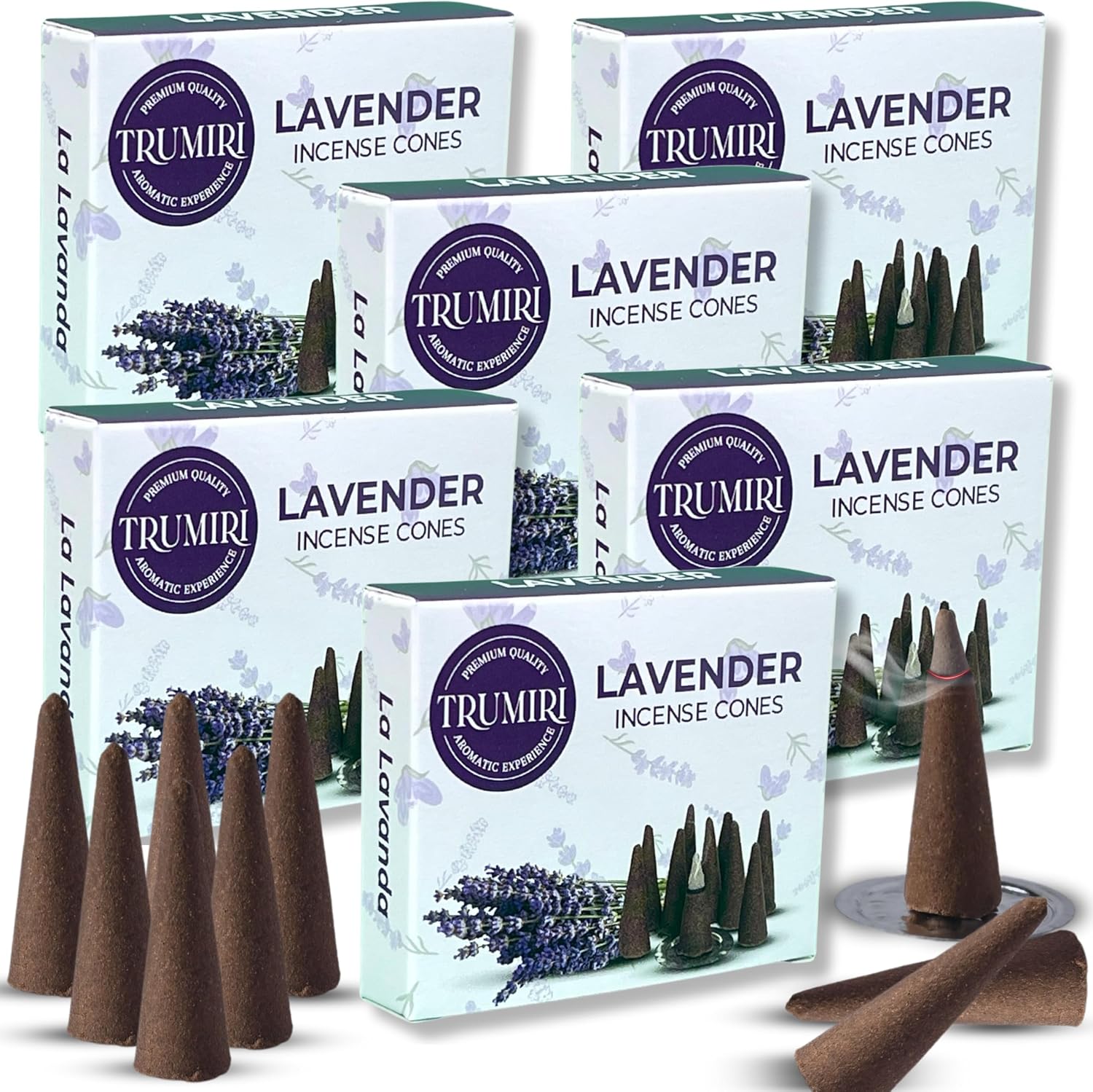 Lavender Incense Cones - Total 60 Cone Incense - Six Packs of 10 Insence Cones - Incense Cones Scented - Cone Incense Scents - Insense - Inscent