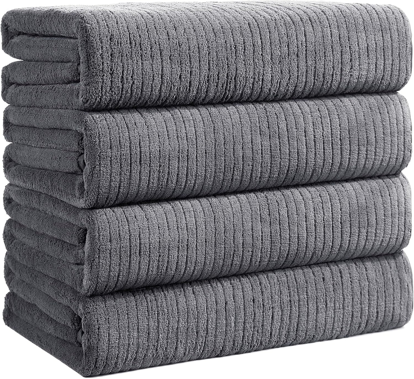 Bath Towels Set of 4 Extra Large 35 x 70 Inches,Luxury Thick High Absorbent Quick Dry Bath Sheet,Ultra Soft Microfiber,Bathroom,Beach,Yoga,Sport,SPA (Grey)