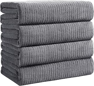 Bath Towels Set of 4 Extra Large 35 x 70 Inches,Luxury Thick High Absorbent Quick Dry Bath Sheet,Ultra Soft Microfiber,Bathroom,Beach,Yoga,Sport,SPA (Grey)