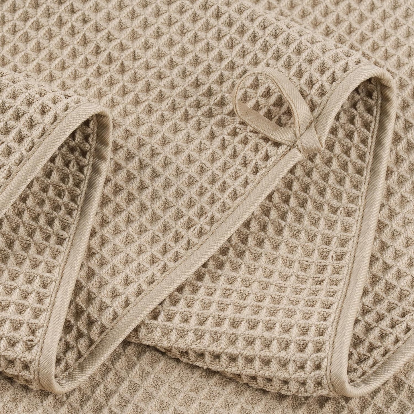 POLYTE 430 GSM Microfiber Quick Dry Lint Free Oversize Bath Towel Set, 6 Piece (Waffle Weave)