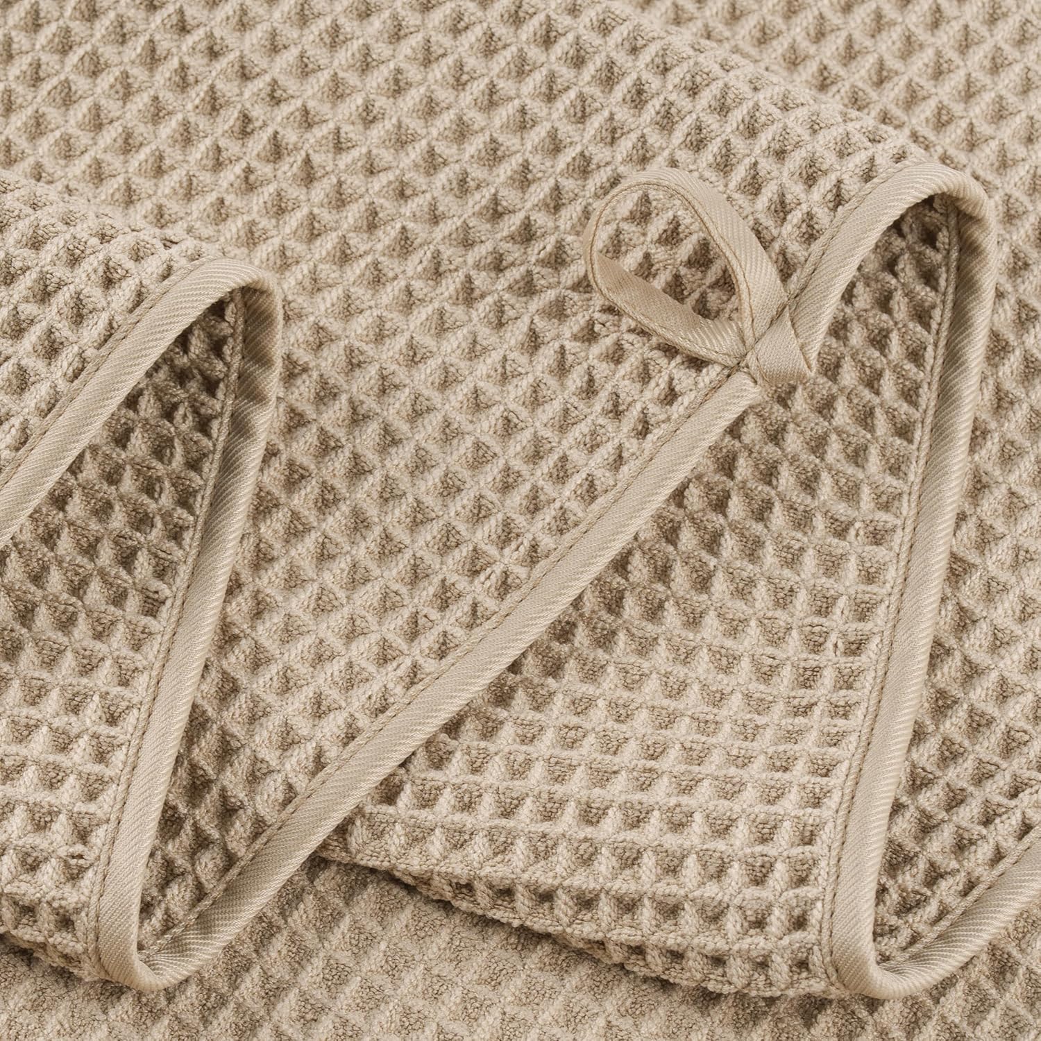 POLYTE 430 GSM Microfiber Quick Dry Lint Free Oversize Bath Towel Set, 6 Piece (Waffle Weave)