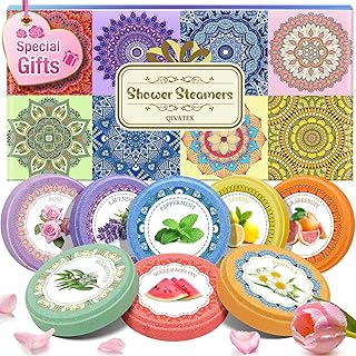 Qivatex Shower Steamers Aromatherapy, SPA Relaxation Shower Bombs for Women | Great Birthday Gifts for Women, Mom, Wife, Sister and Teen girls. Ideal Present for Christmas and Daily Relaxation