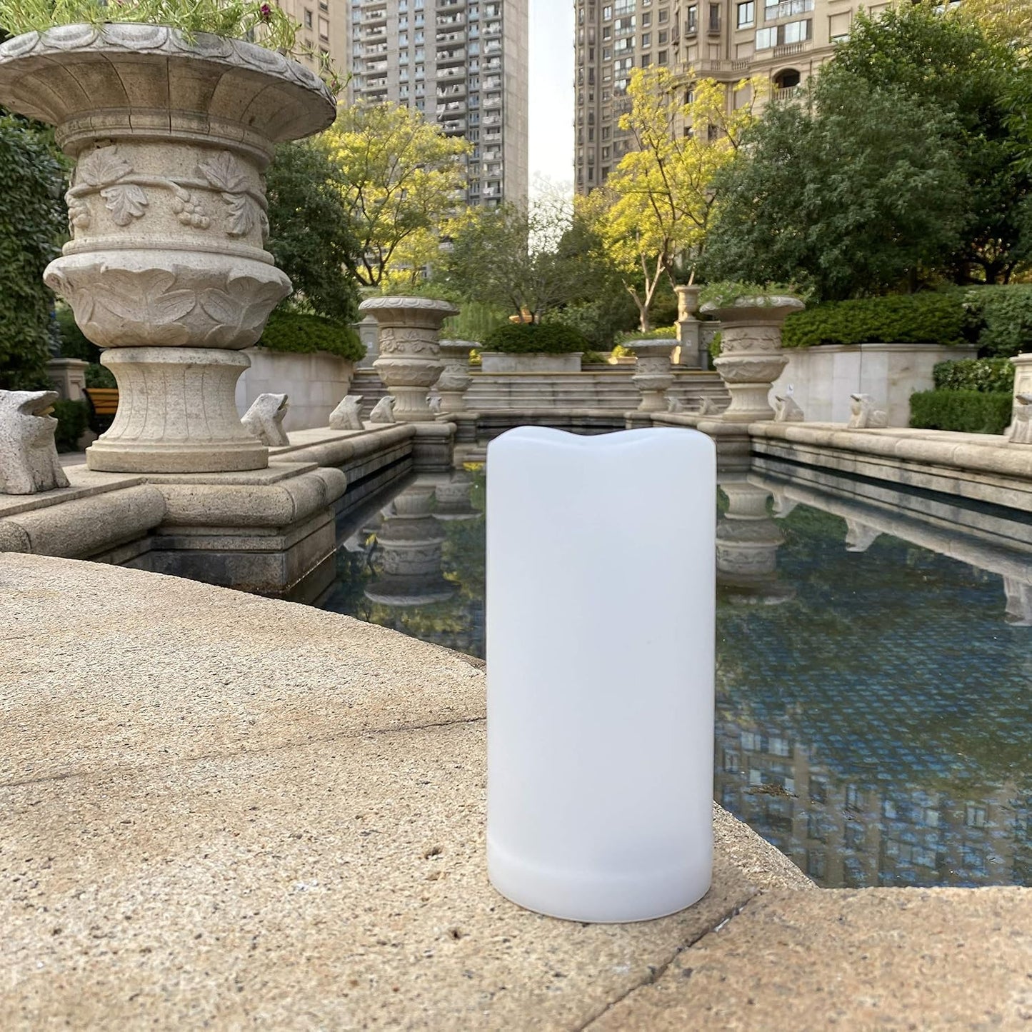 2 Pack Outdoor Flameless Pillar Candles with Remote and Timer Waterproof Battery Operated Electric LED Candle Set for Gift Home Décor Party Wedding Supplies Garden Christmas Decoration, 3” x 6”