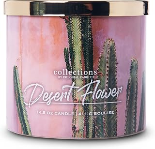 Colonial Candle Desert Flower Scented Jar Candle, Desert Collection, Ivory, 3 Wick, 14.5 oz